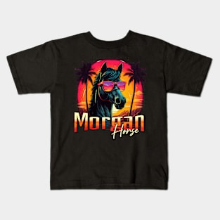 Retro Wave Morgan Horse Miami Vibe Kids T-Shirt